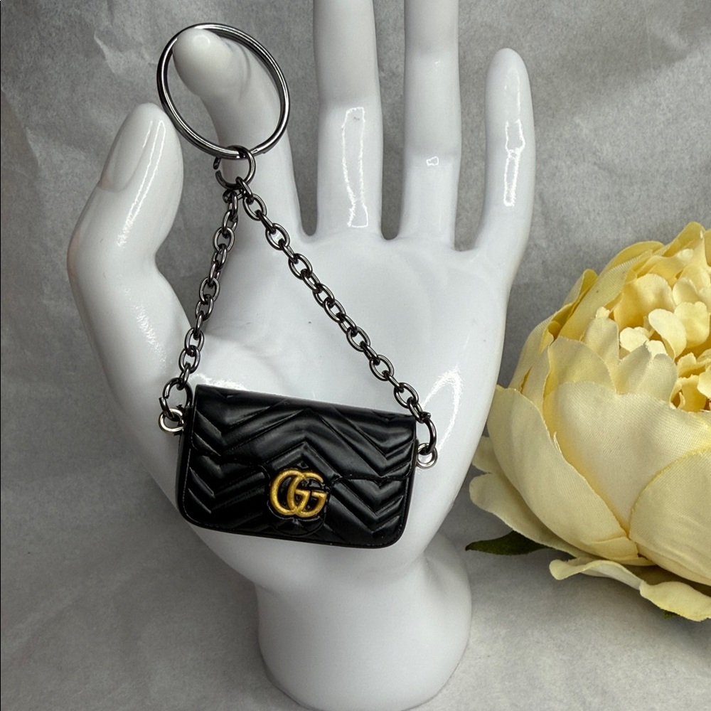 Black Quilted Key Holder